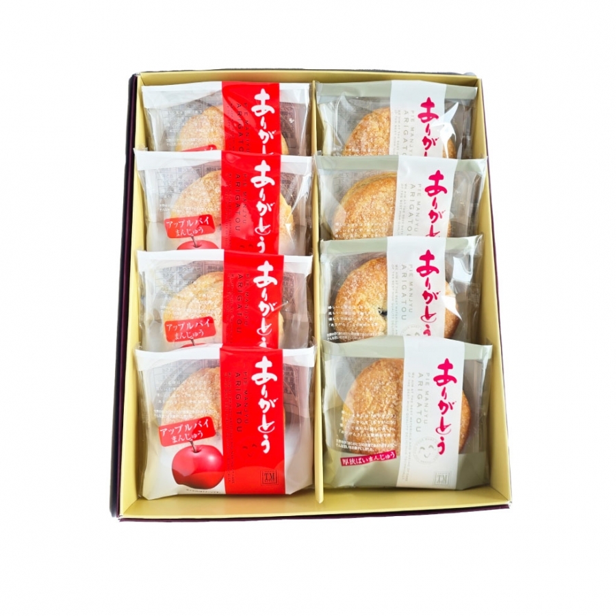 ありがとうﾊﾟｲ2種類（粒あん・林檎あん）の詰め合わせ 厚狭自然菓子