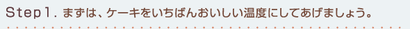 Step1.まずは、ケーキをいちばんおいしい温度にしてあげましょう。