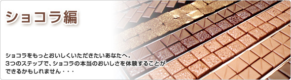 ショコラ編 ショコラをもっとおいしくいただきたいあなたへ。3つのステップで、ショコラの本当のおいしさを体験することができるかもしれません・・・。