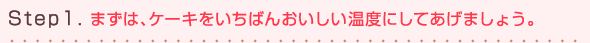 Step1.まずは、ケーキをいちばんおいしい温度にしてあげましょう。