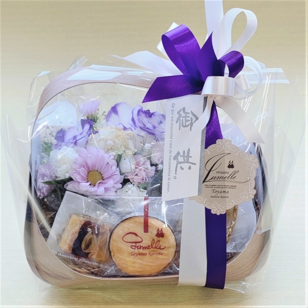 御供 生花と焼き菓子ラッピング Sサイズ パティスリージュメル 御供 生花と焼き菓子ラッピング Sサイズ パティスリージュメル