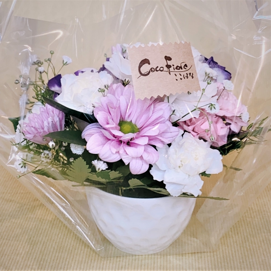 花子さま♥おまとめ　サンククルールラッピング付き 御供】仏花と焼き菓子ラッピング（Sサイズ） パティスリージュメル