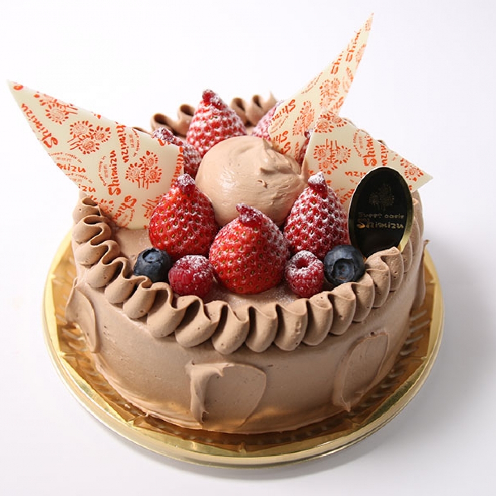 チョコと苺のデコレーションケーキ